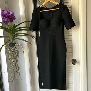 Bustier Black Fitted Bodycon Dress